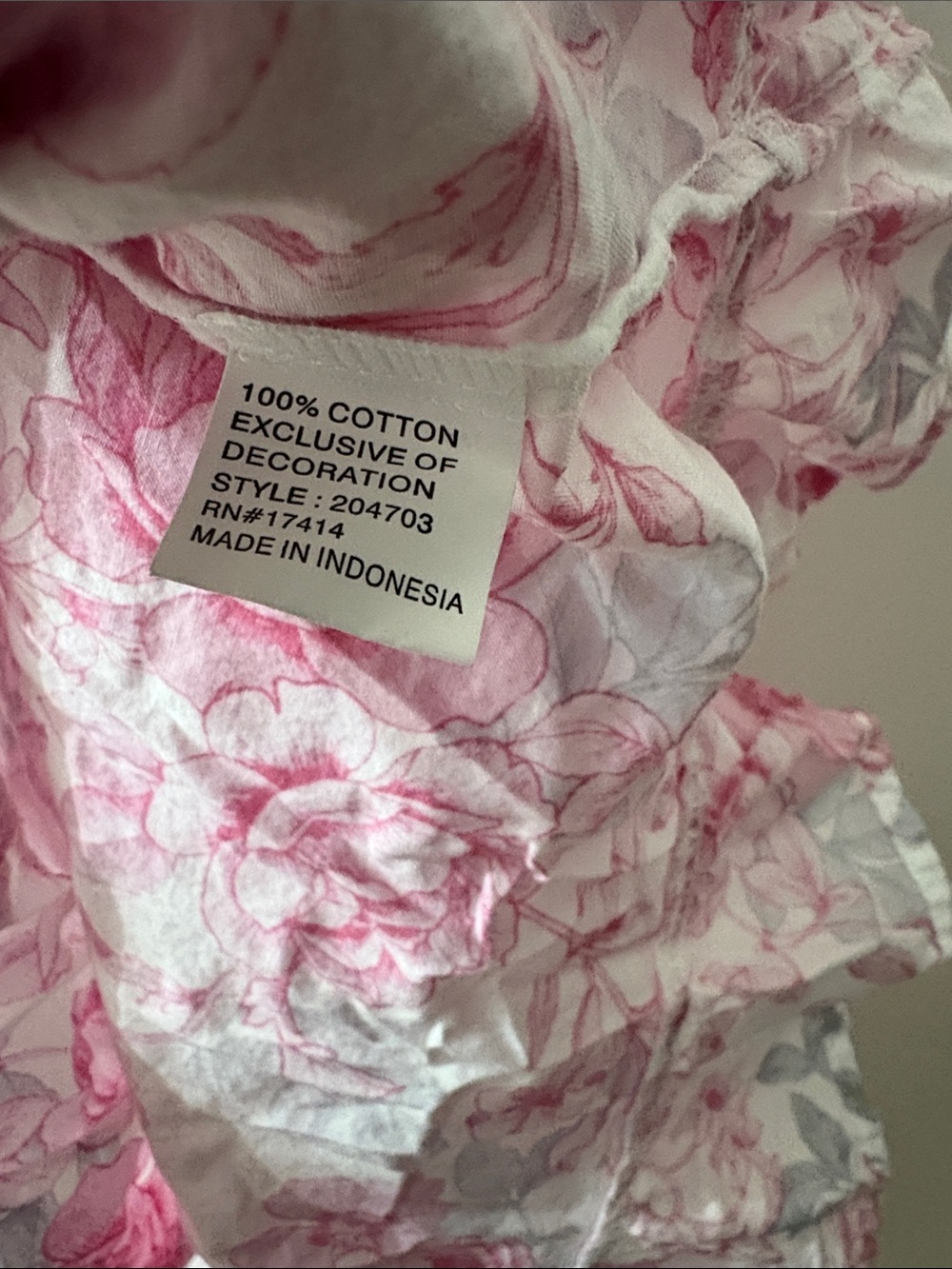 Miss Elaine Pink and Gray Floral Short Sleeve nightgown - XL - 100% cotton - Picture 4 of 5